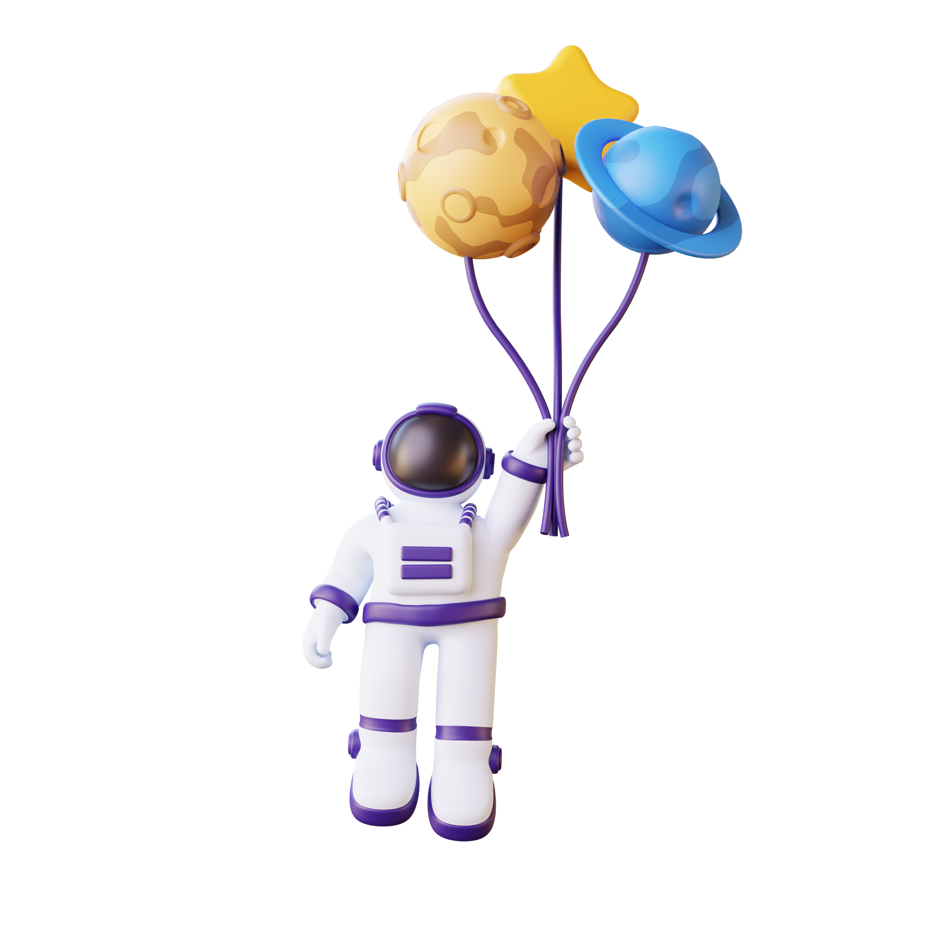 Astronaut holding balloons